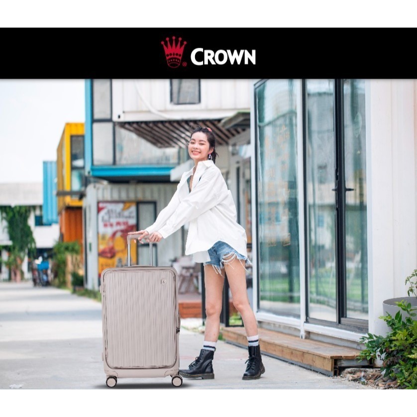 【CROWN】BOXY 旅行箱 26吋上掀式框架拉桿箱 大地綠｜趣買購物旅遊生活館-細節圖2