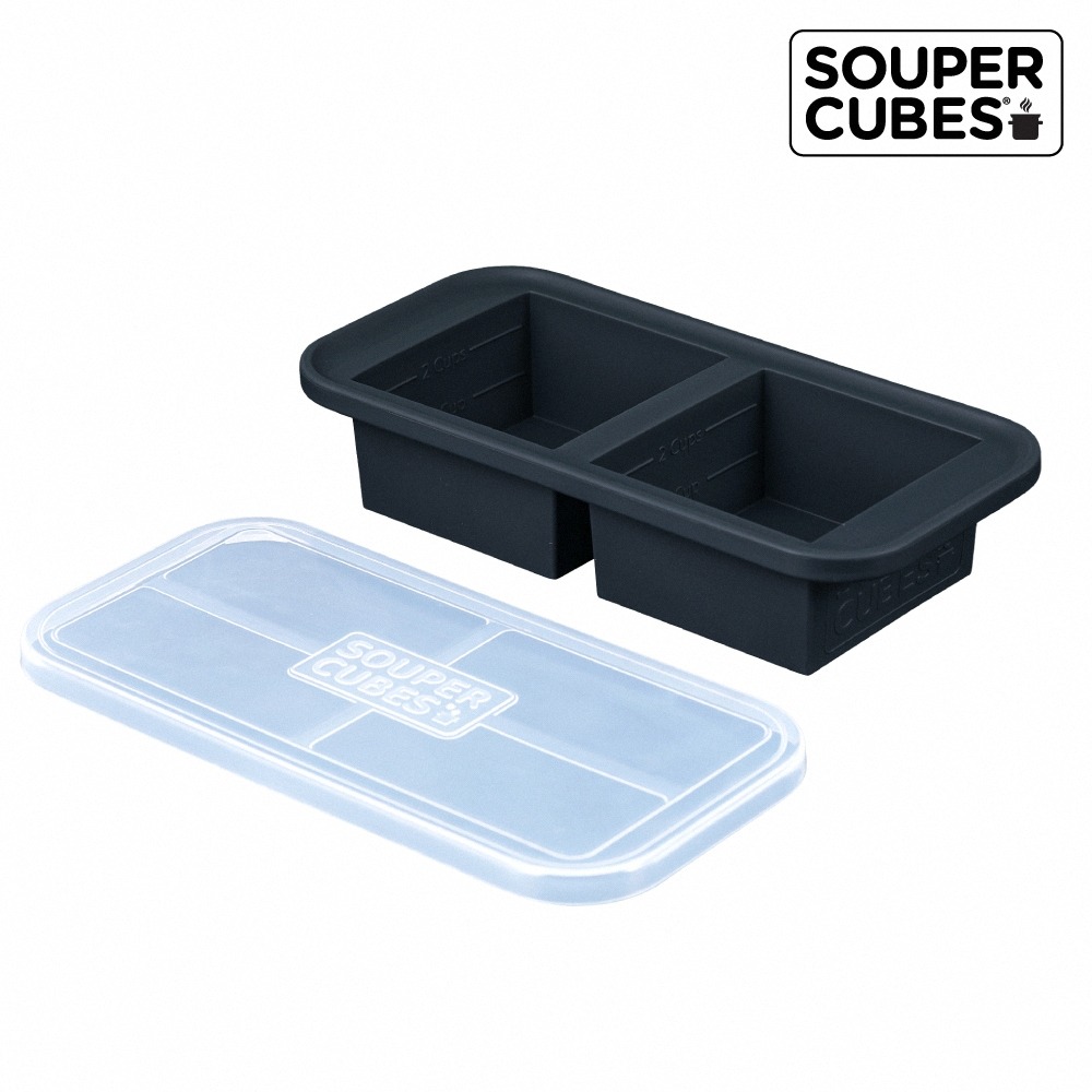 Souper Cubes 多功能食品級矽膠保鮮盒2格_曜石灰(500ML/格) 食物分裝盒-細節圖2