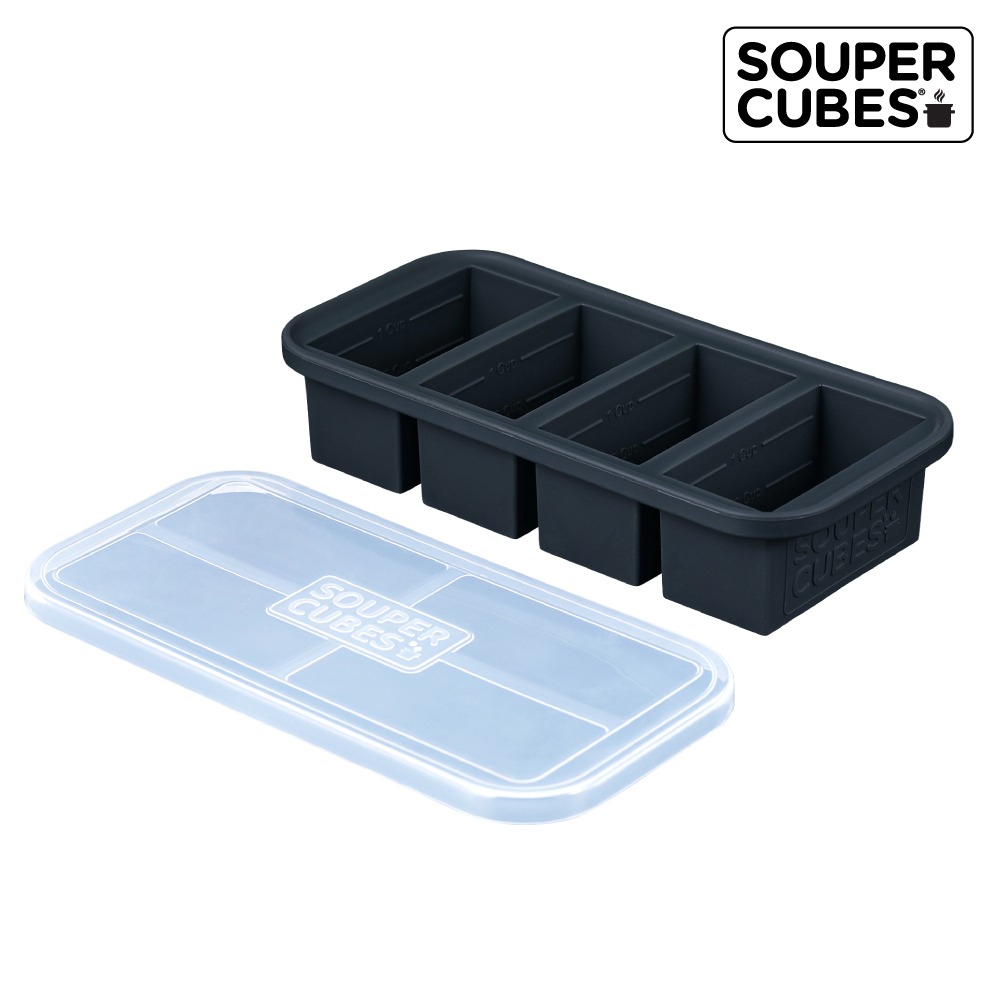 Souper Cubes 多功能食品級矽膠保鮮盒4格_曜石灰(250ML/格) 副食品分裝盒-細節圖2