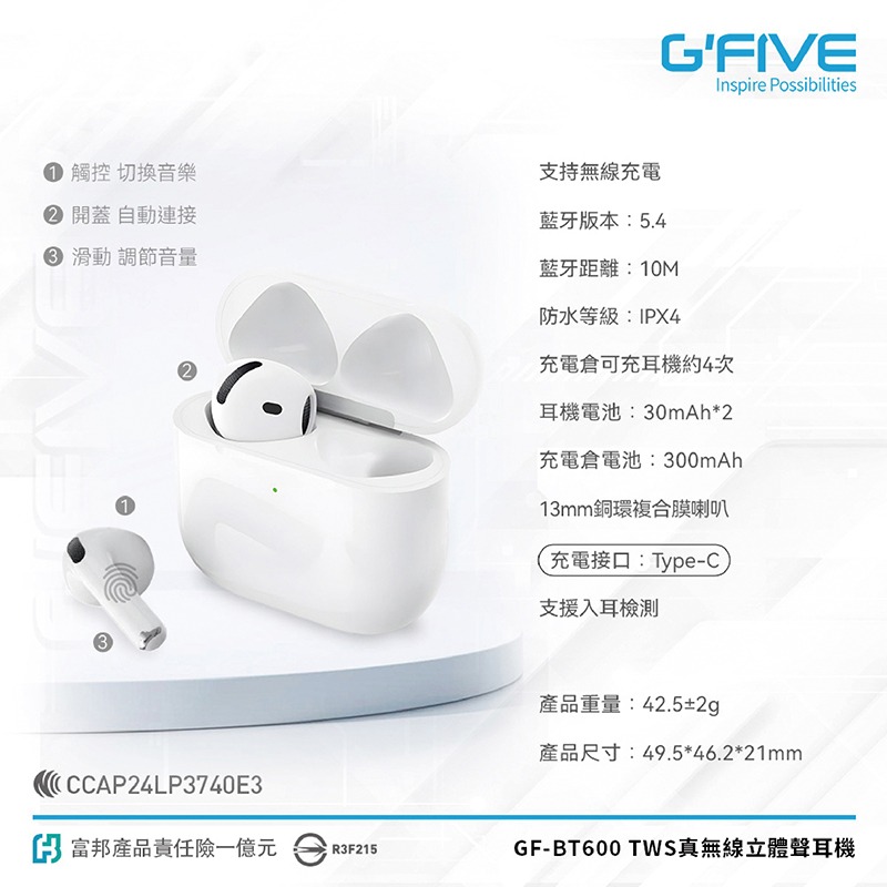 G’FIVE GF-BT600 真無線藍牙耳機-細節圖3