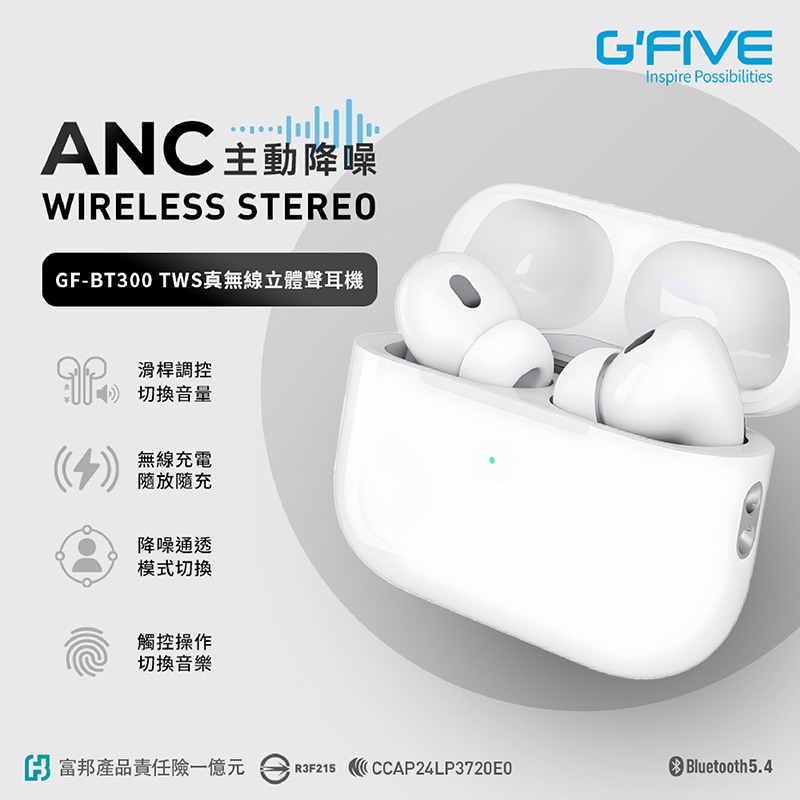 G’FIVE GF-BT300 真無線藍牙耳機（軟耳）-細節圖2