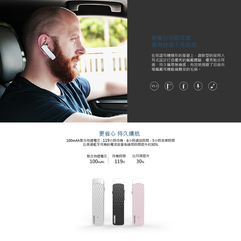 REMAX T9 耳掛式 單邊耳機-細節圖2