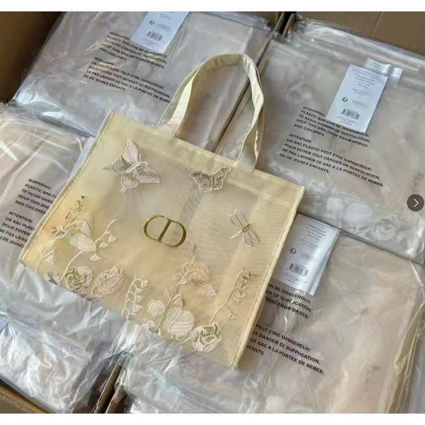 DIOR 蝴蝶刺繡網紗托特包-細節圖2
