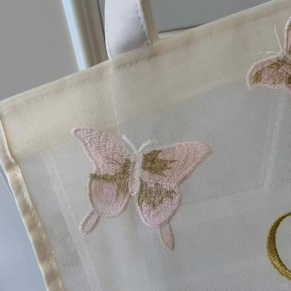 DIOR 蝴蝶刺繡網紗托特包-細節圖8