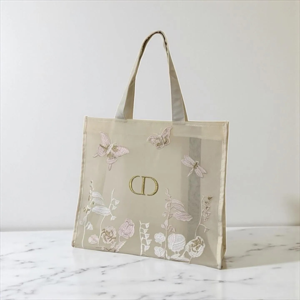 DIOR 蝴蝶刺繡網紗托特包-細節圖9