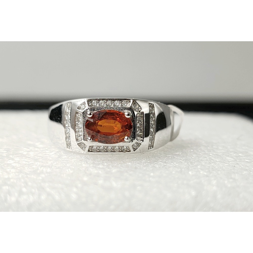 50年老店 錳鋁榴石Spessartine寶石等級1,1克拉 無燒無優化火光極佳嬌豔溫暖 #925可調純銀 特價1990-細節圖3