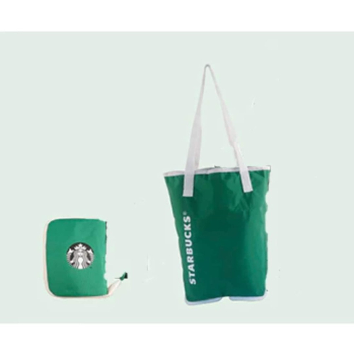 星巴克折疊收納袋，星巴克綠色環保提袋，星巴克環保提袋，星巴克提袋，星巴克折疊袋