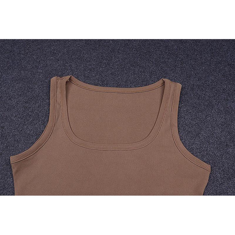 【仙女試衣間】預購🤎ins歐美「U領低胸性感無袖露肩連體背心」運動休閒百搭打底上衣 純白無袖背心 單穿無袖背心-細節圖4