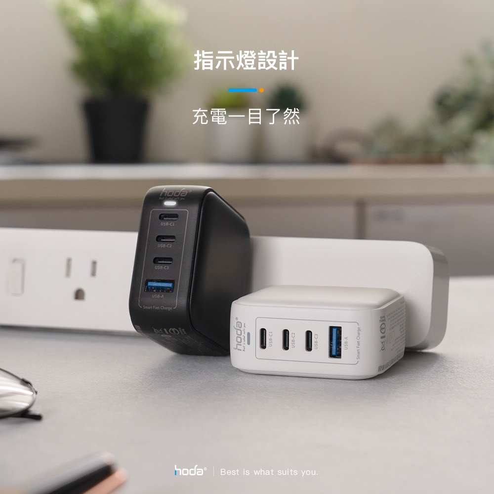 hoda 100W GaN 氮化鎵 四孔 快充頭 充電頭 電源供應器 附充電線 iPhone 15 安卓-細節圖6