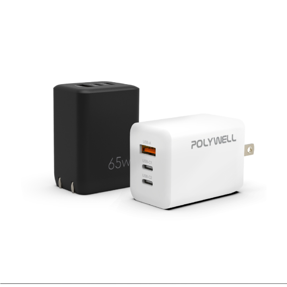 POLYWELL 65W 三孔 PD GanN 氮化鎵 快充頭 充電頭 充電器 適 iPhone 15 14 13-細節圖2