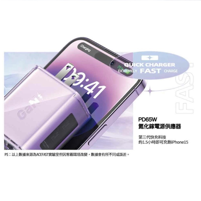 ACEFAST 65W 氮化鎵 電源供應器 快充頭 充電器 Type C A iPhone 15 14 13-細節圖5