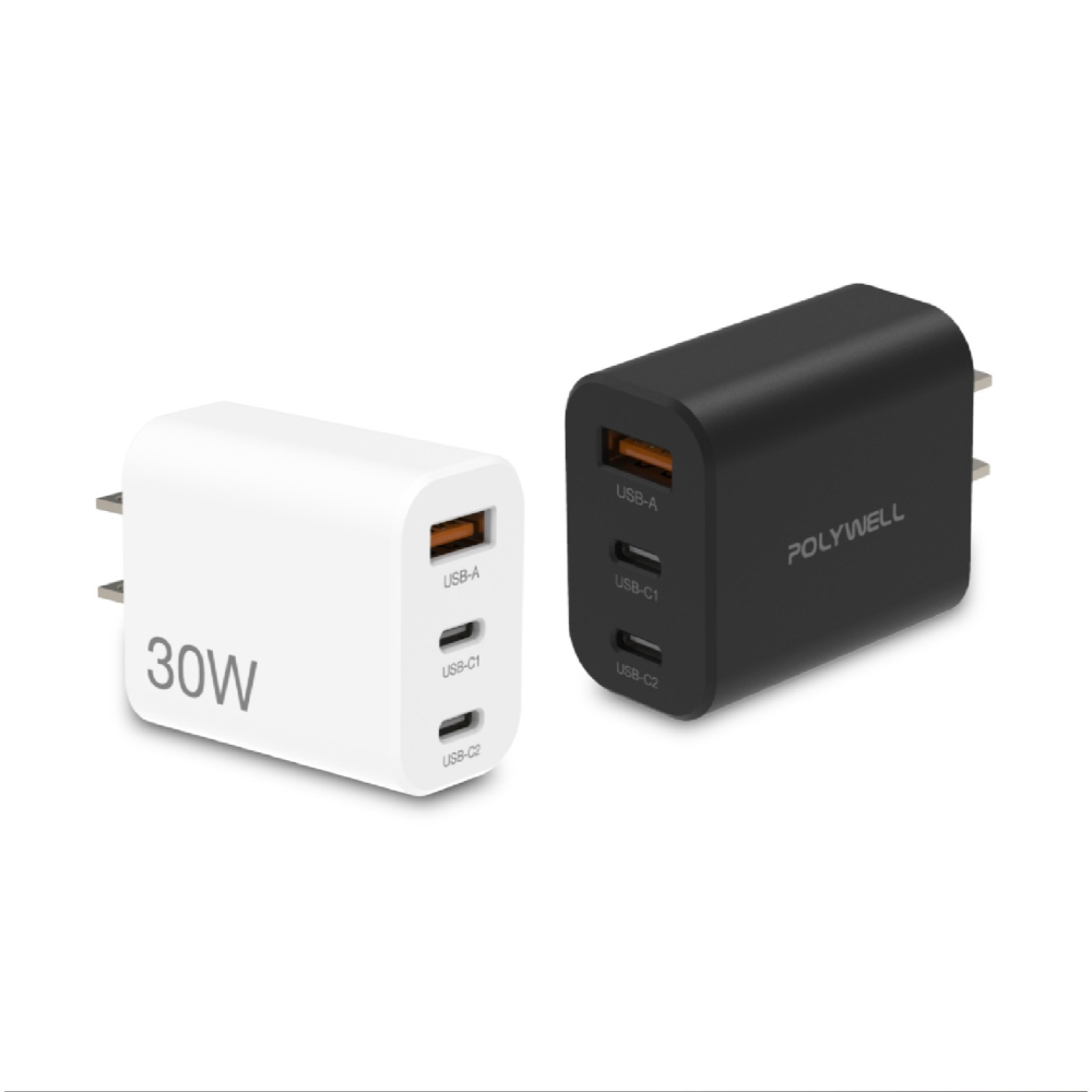 POLYWELL 30W GaN 氮化鎵 PD 快充頭 充電頭 充電器 USB C A 適 iPhone 15 14-細節圖2