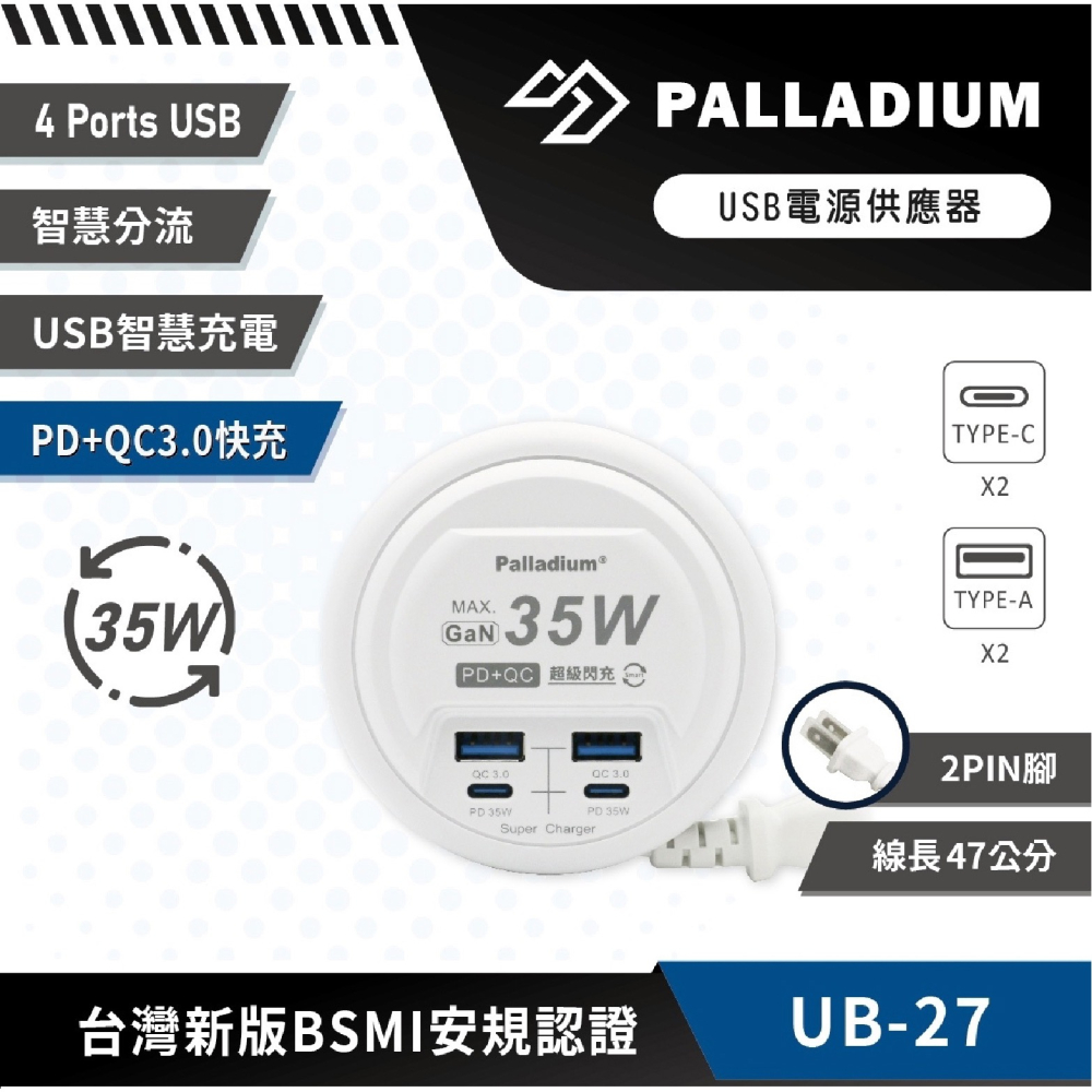 Palladium 35W UB-27 充電頭 快充頭 電源供應器 Type C A 適 iPhone 15 14-細節圖3