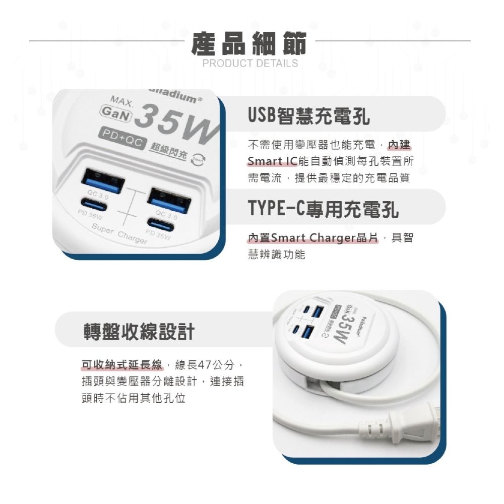 Palladium 35W UB-27 充電頭 快充頭 電源供應器 Type C A 適 iPhone 15 14-細節圖5
