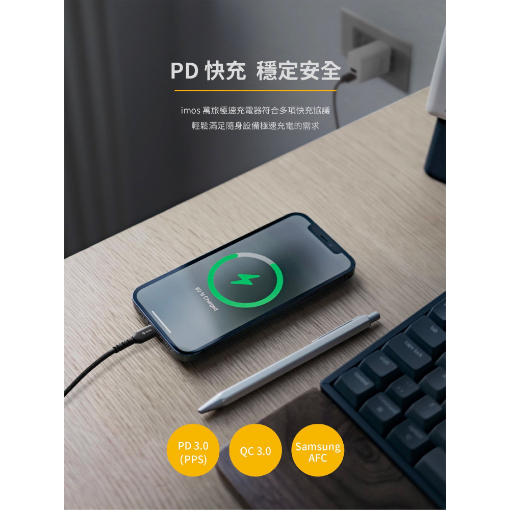 imos 45W 萬旅 GaN 氮化鎵 PD QC 充電器 充電頭 快充頭 適 多國轉接頭 iPhone 15 14-細節圖4