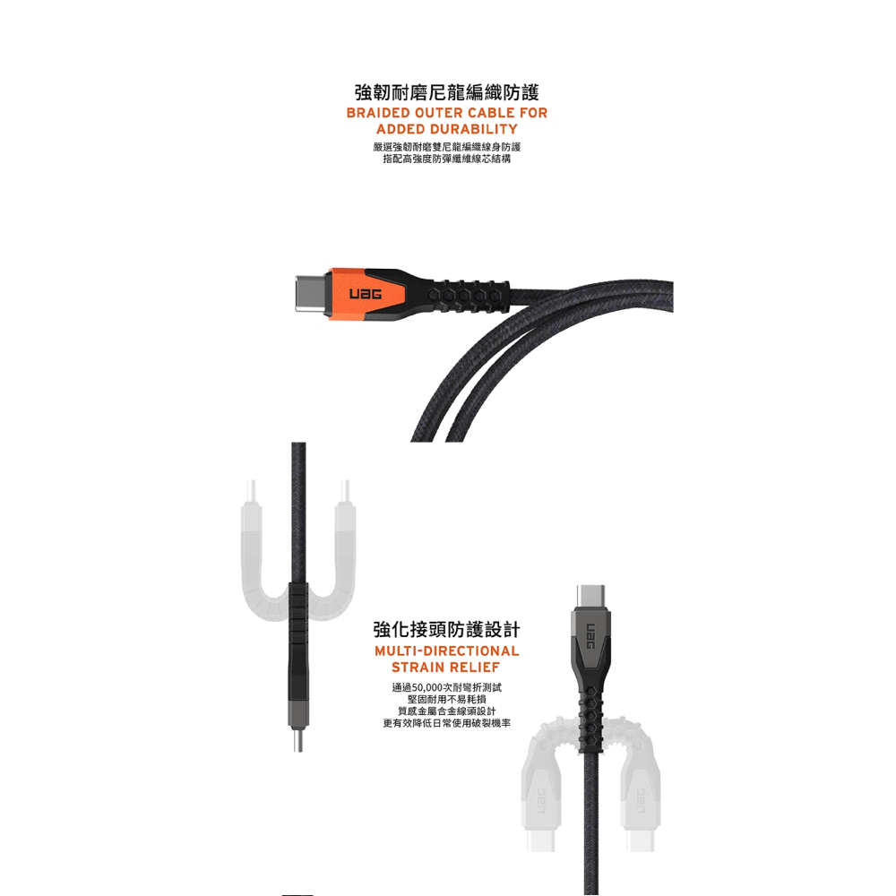 UAG USB Type C to C 充電線 傳輸線 PD 快充線 iPhone 15 Plus Pro Max-細節圖5