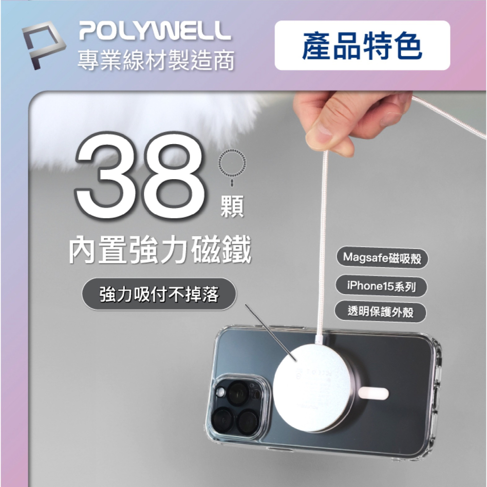 POLYWELL 透明 磁吸式 手機殼 保護殼 防摔殼 支援 MagSafe 適 iPhone 15 Pro Max-細節圖5