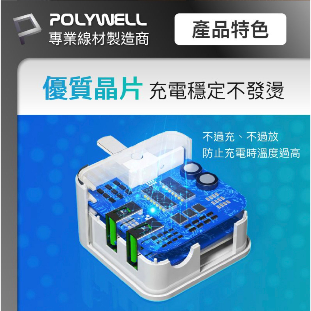 POLYWELL 12W 雙孔 USB 數位顯示 充電器 充電頭 快充頭 USB A 適用 iPhone 15 14-細節圖7