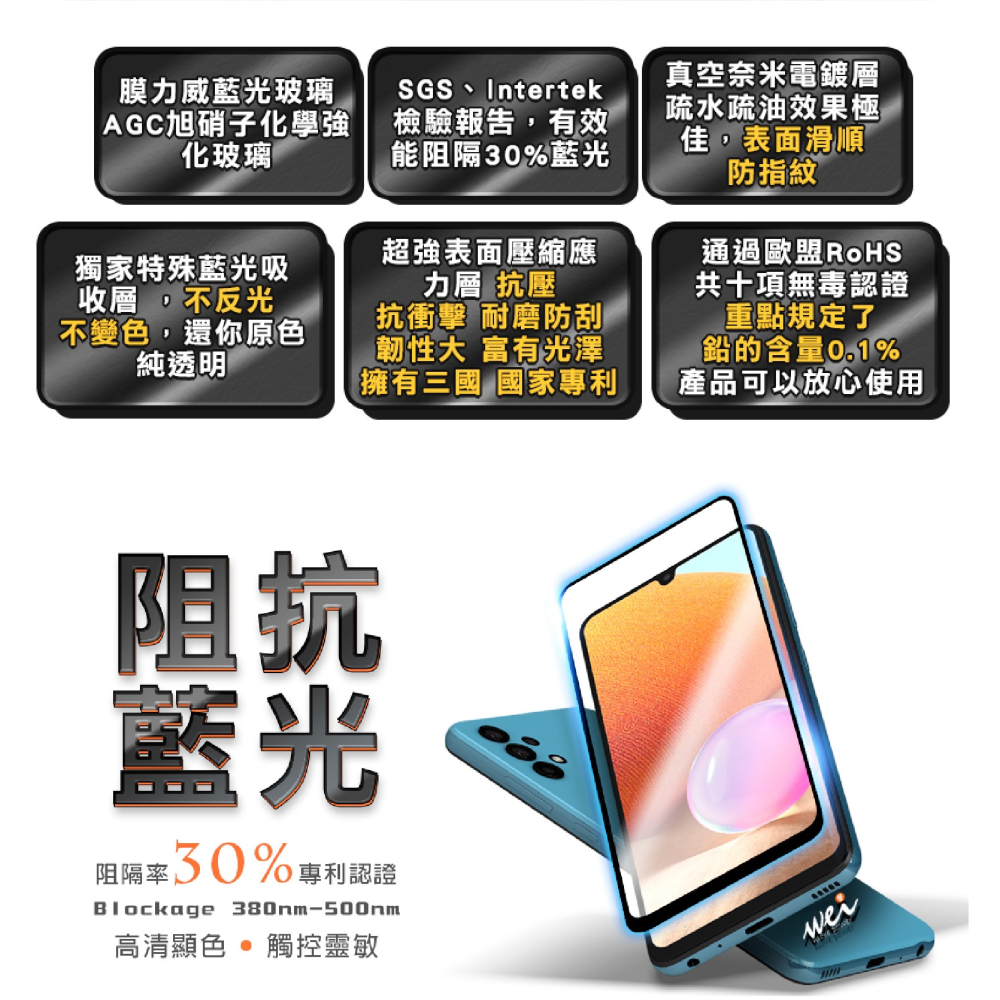 膜力威 德國萊茵 抗藍光 2.5D 手機 保護貼 玻璃貼 螢幕貼 適 SAMSUNG Galaxy S24 Ultra-細節圖4