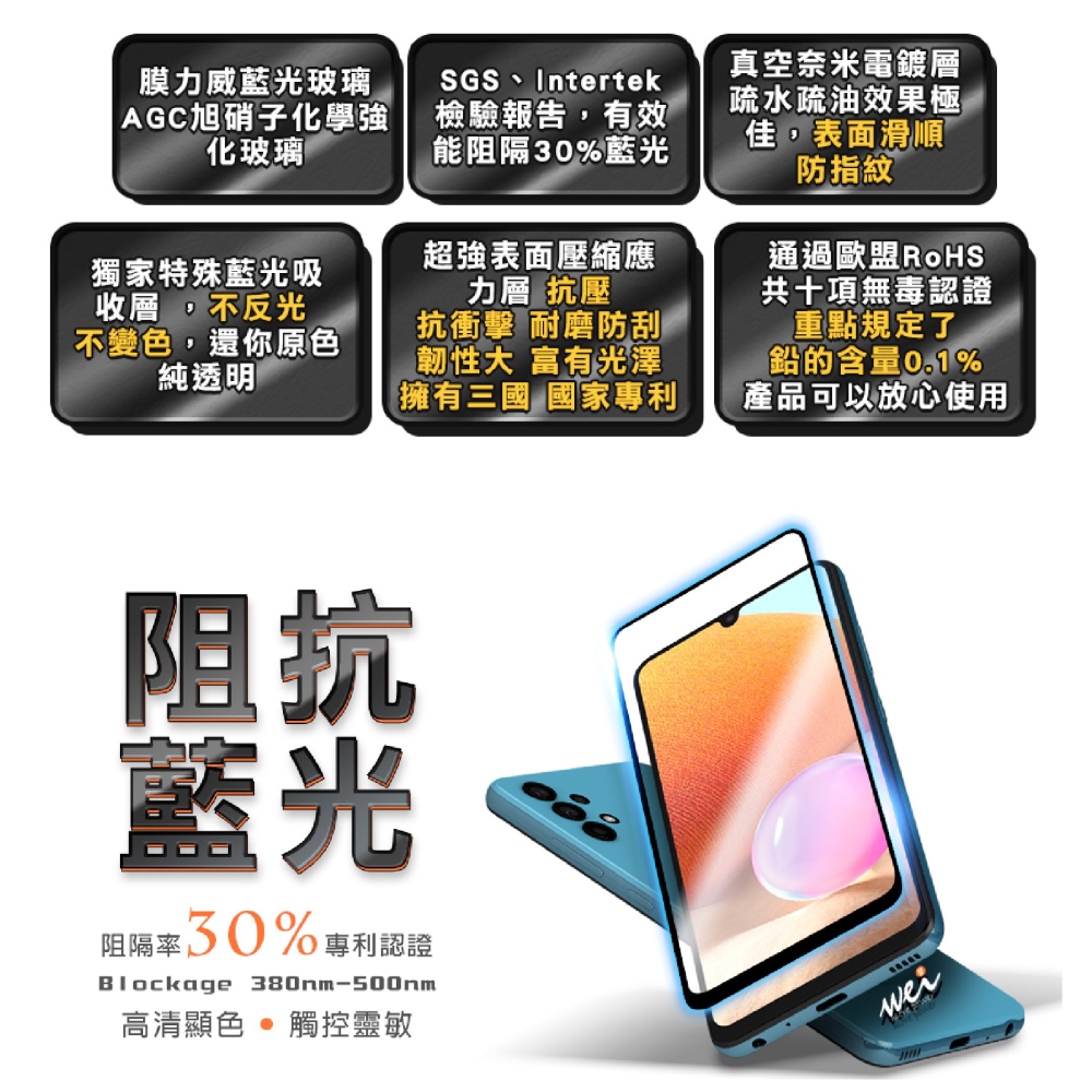 膜力威 9h 德國萊茵 抗藍光 2.5D 手機 保護貼 玻璃貼 SAMSUNG Galaxy S24 Ultra-細節圖4