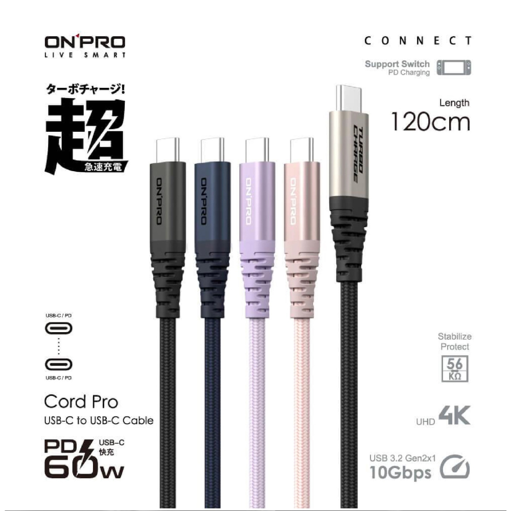 ONPRO 1.2M Type-C to C PD 60W 快充 傳輸線 充電線 數據線 iPhone 15 全系列-細節圖3