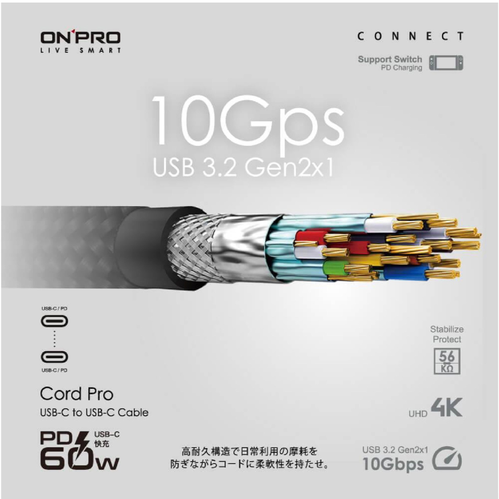 ONPRO 1.2M Type-C to C PD 60W 快充 傳輸線 充電線 數據線 iPhone 15 全系列-細節圖5