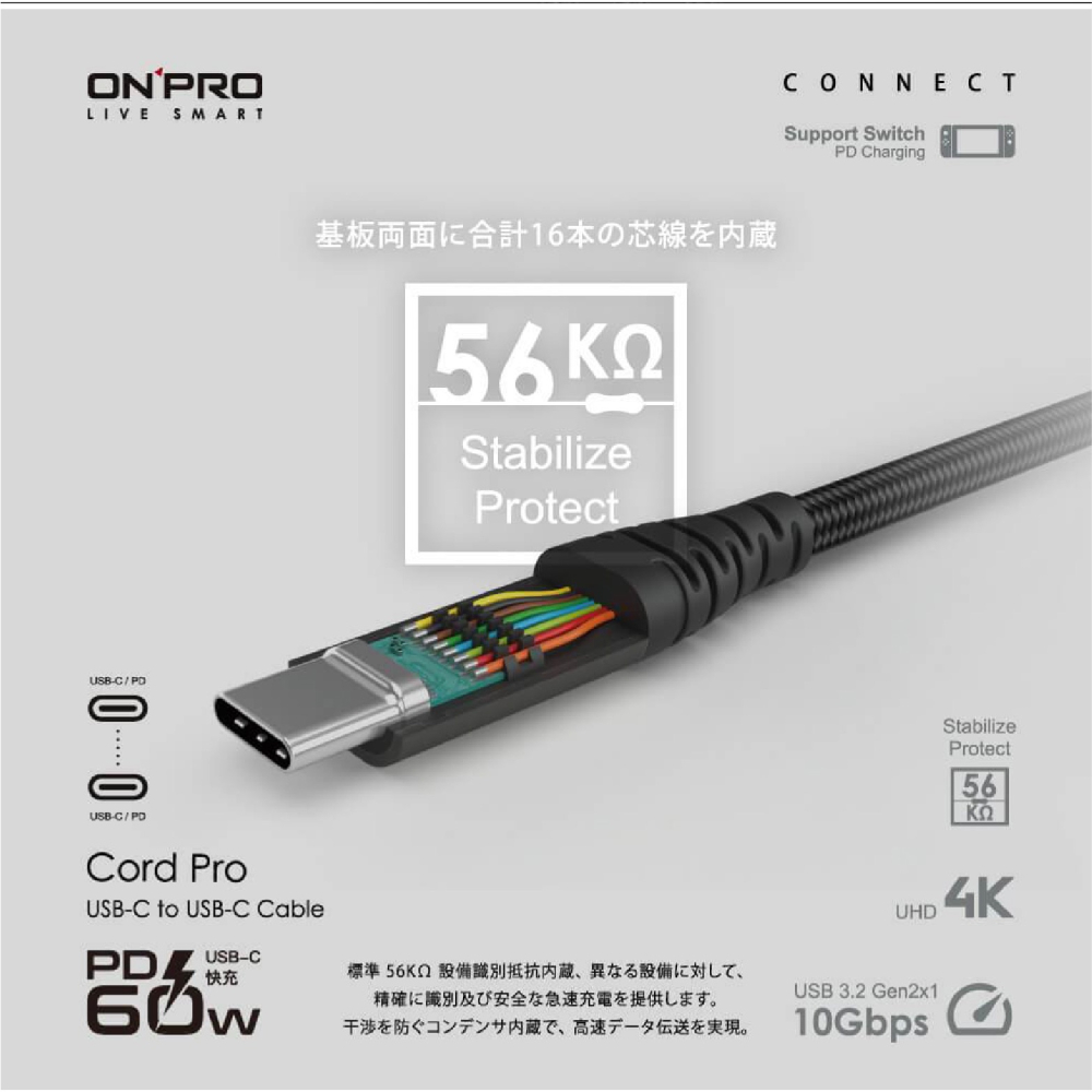 ONPRO 2M Type-C to C PD 60W 快充 傳輸線 充電線 數據線 適 iPhone 15 全系列-細節圖6