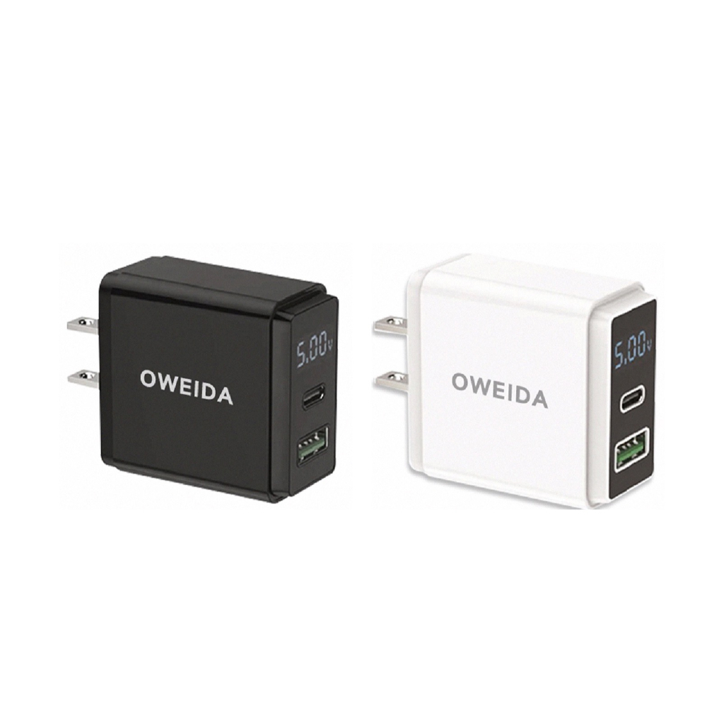 OWEIDA 20W PD QC 3.0 充電器 快充頭 充電頭 豆腐頭 液晶顯示 適 iPhone 15 14 安卓-細節圖2