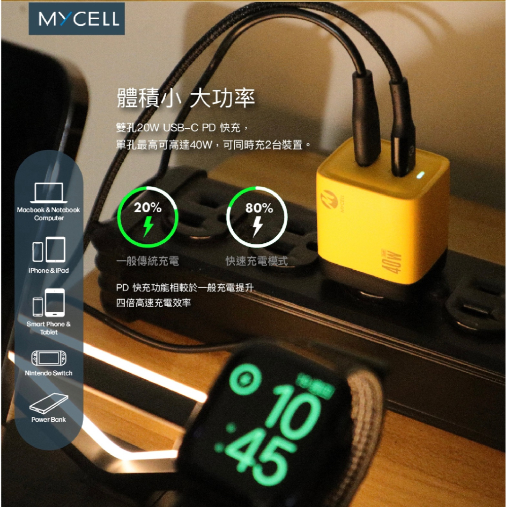 MYCELL 40W 雙孔 Type C PD GaN 氮化鎵 充電器 充電頭 快充頭 適 iPhone 15 14-細節圖7
