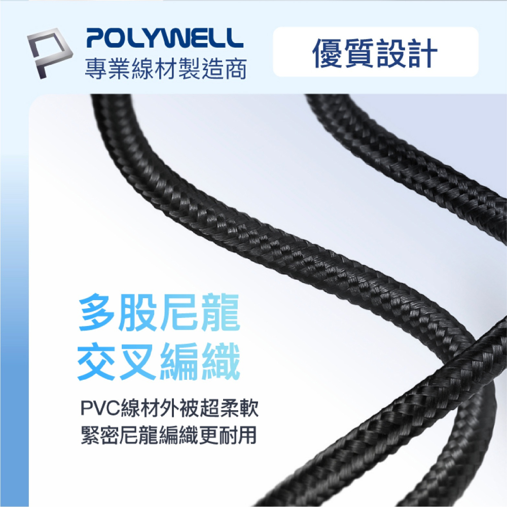 POLYWELL 60W Type-C To C PD 編織 快充線 充電線 適 iPhone 15 Pro Max-細節圖7