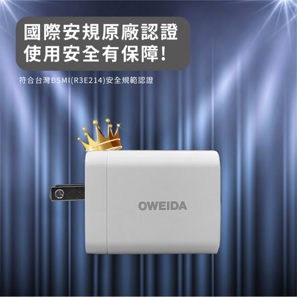 Oweida GaN 氮化鎵 67W Type C A PD QC 充電頭 充電器 iPhone 15 14 S24-細節圖8