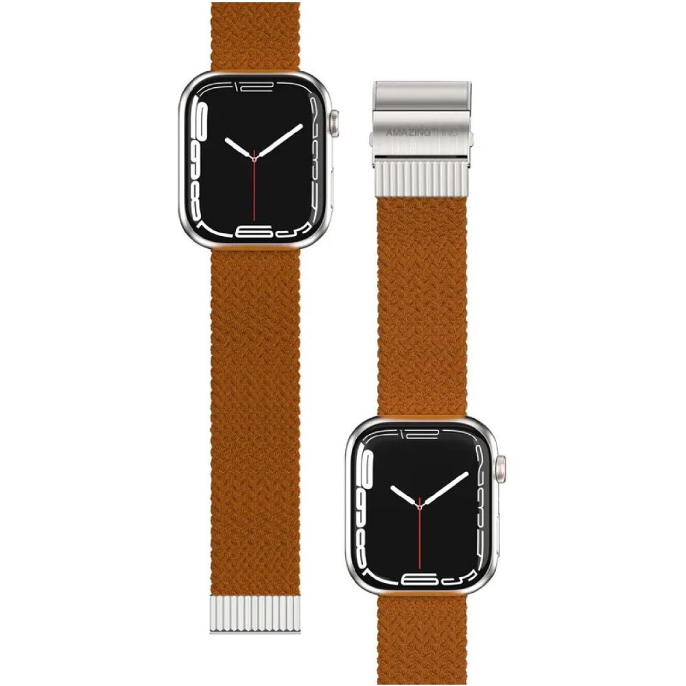 AMAZINGTHING 彈性 編織 智慧型 手錶 錶帶 適 Apple Watch 45 44 42 mm-細節圖3