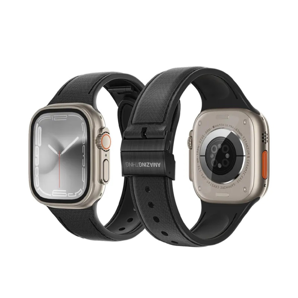 AMAZINGTHING 皮革 紋路 智慧型 手錶 錶帶 適 Apple Watch 49 45 44 42 mm-細節圖2
