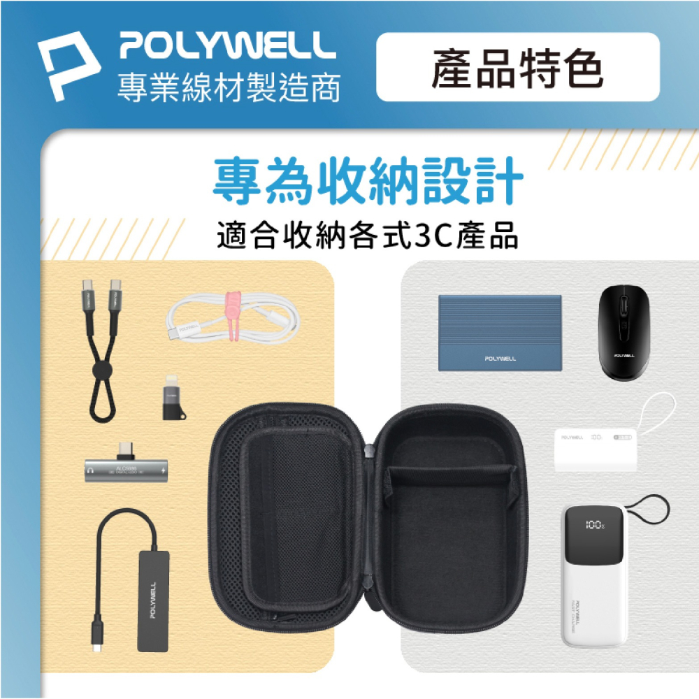 POLYWELL 3C 硬殼 配件包 收納包 防撞包 包中包 配件包-細節圖4