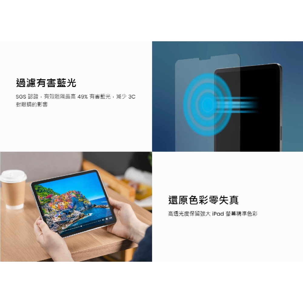 SwitchEasy 魚骨牌 9H 抗藍光 保護貼 螢幕貼 玻璃貼 2024 iPad Air Pro 11 13 吋-細節圖4