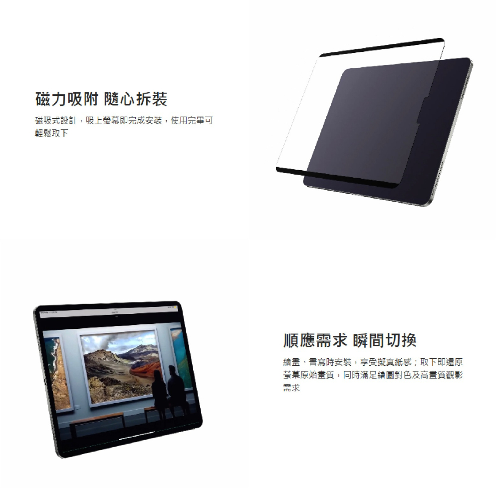 MAGEASY 二合一 可拆式 保護膜 保護貼 類紙膜 2024 iPad Air Pro 11 13 吋-細節圖3