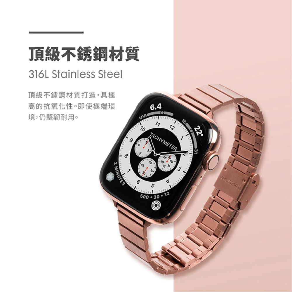 LAUT 時尚 不銹鋼 錶帶 適 Apple Watch 38 40 41 42 44 45 49 mm-細節圖6