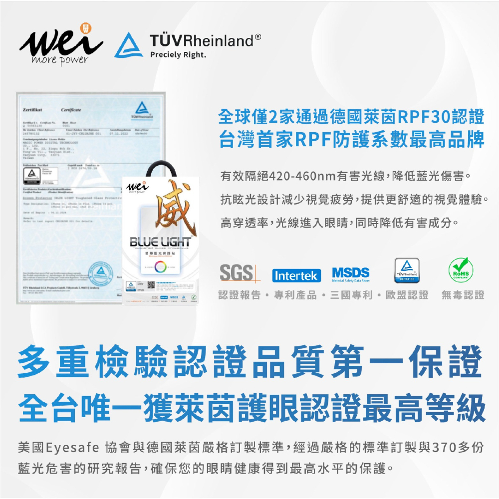 Wei 膜力威 德國萊茵 抗藍光 保護貼 玻璃貼 螢幕貼 適 2024 Apple iPad Air 13 吋-細節圖5
