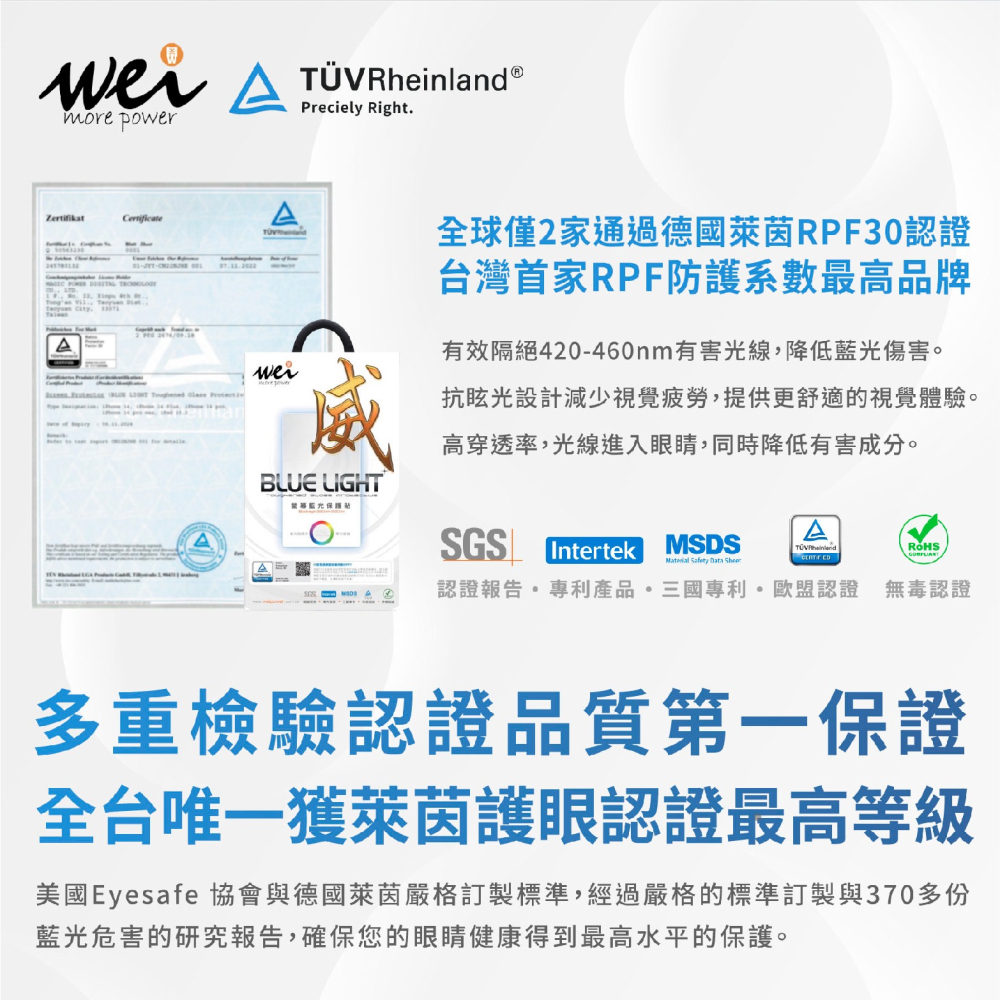 Wei 膜力威 德國萊茵 抗藍光 保護貼 玻璃貼 螢幕貼 適 2024 Apple iPad Pro 11 吋-細節圖5