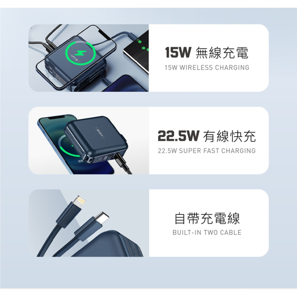 MOBIA 基伍 勁量 萬能充 GPW10S 行動電源 快充電源 10000mAh AC 充電 自帶線-細節圖4