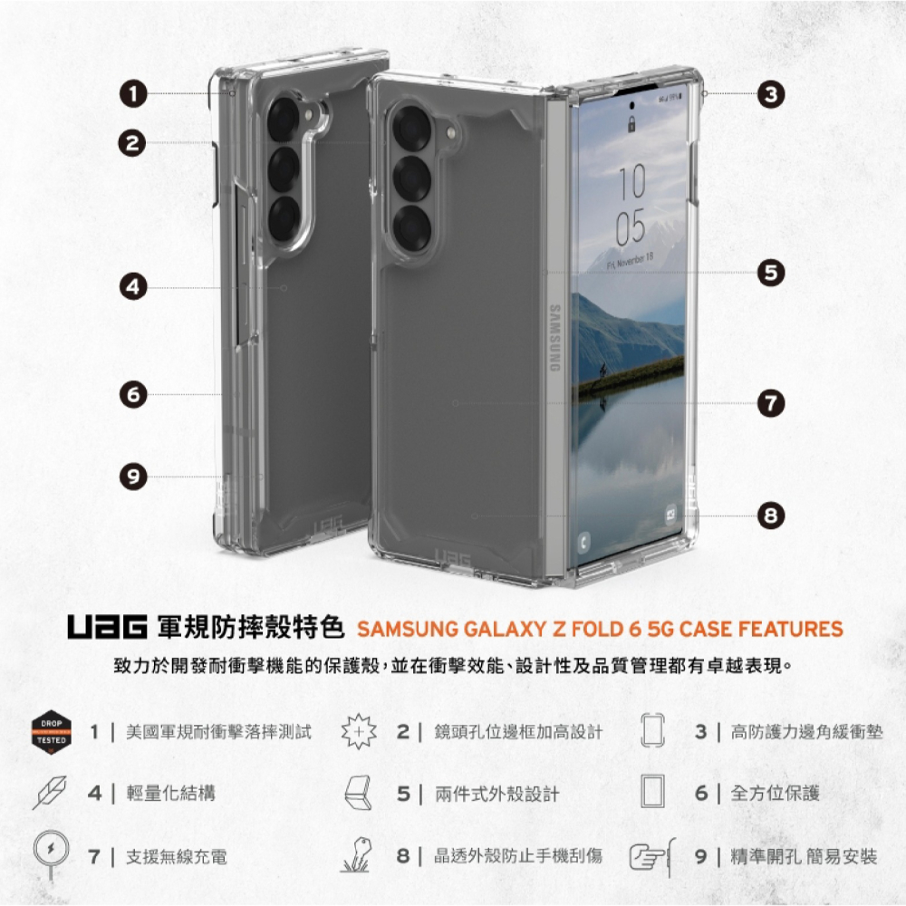 UAG 耐衝擊 極透明 保護殼 防摔殼 手機殼 摺疊殼 適 Galaxy Z Fold 6 Fold6-細節圖4