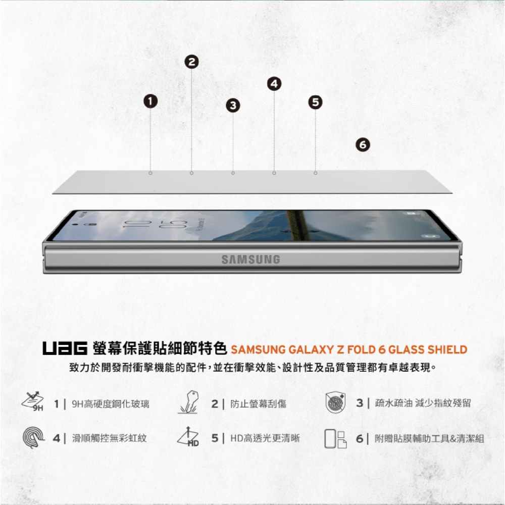 UAG 9H 鋼化 玻璃貼 保護貼 手機貼 適 Galaxy Z Fold 6  Fold6-細節圖4