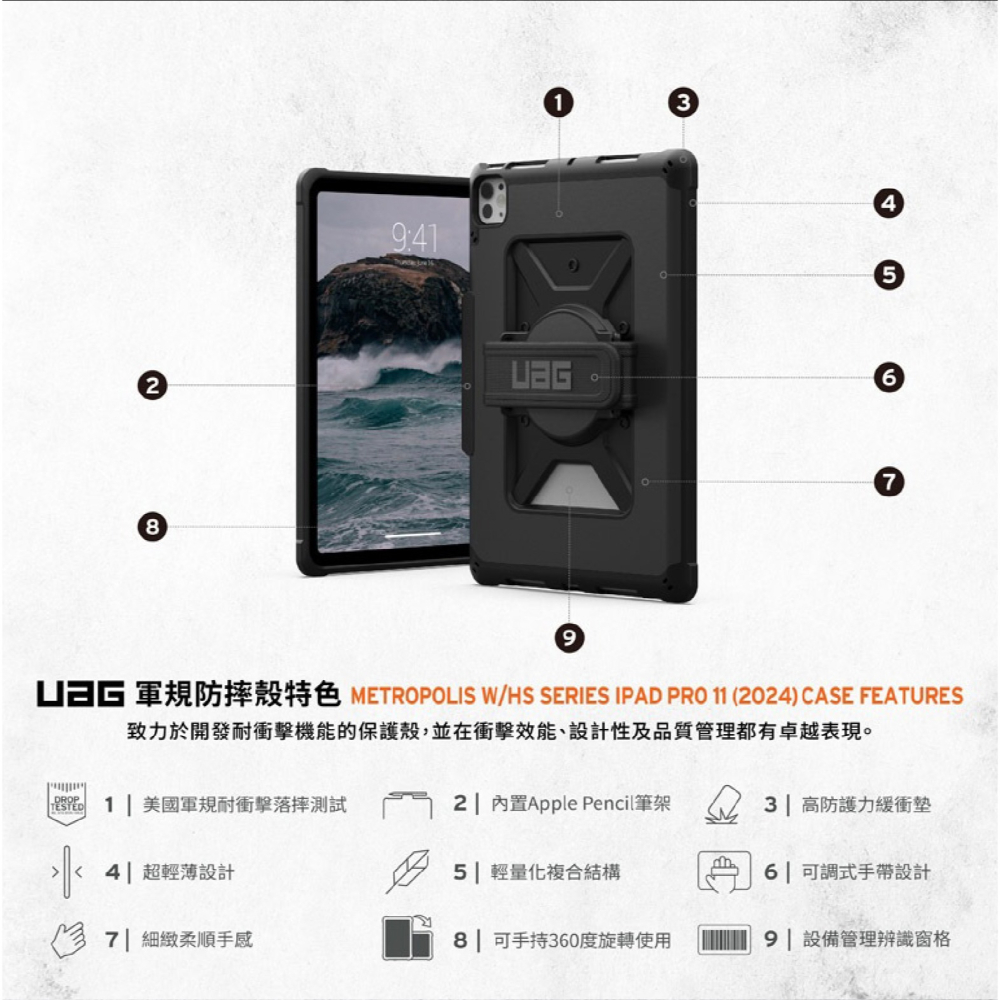 UAG 耐衝擊 旋轉式 保護殼 防摔殼 平板殼 適 2024 iPad Pro 11 吋-細節圖5