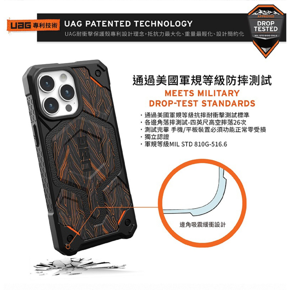 UAG 耐衝擊 G10 玻璃纖維 支援 MagSafe 保護殼 防摔殼 手機殼 iPhone 15 Pro Max-細節圖5