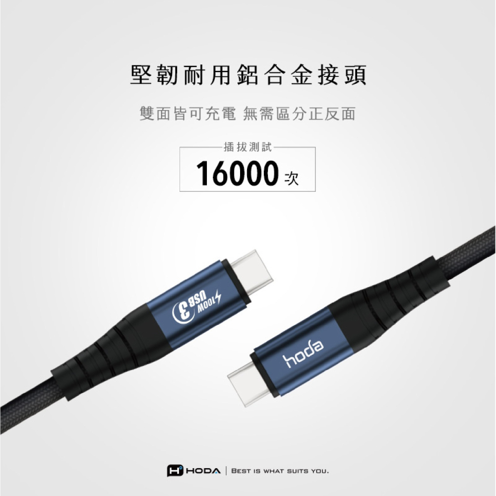 hoda 100W 5A USB C to C 快充線 充電線 編織線 適 iPhone 16 15 S24-細節圖5