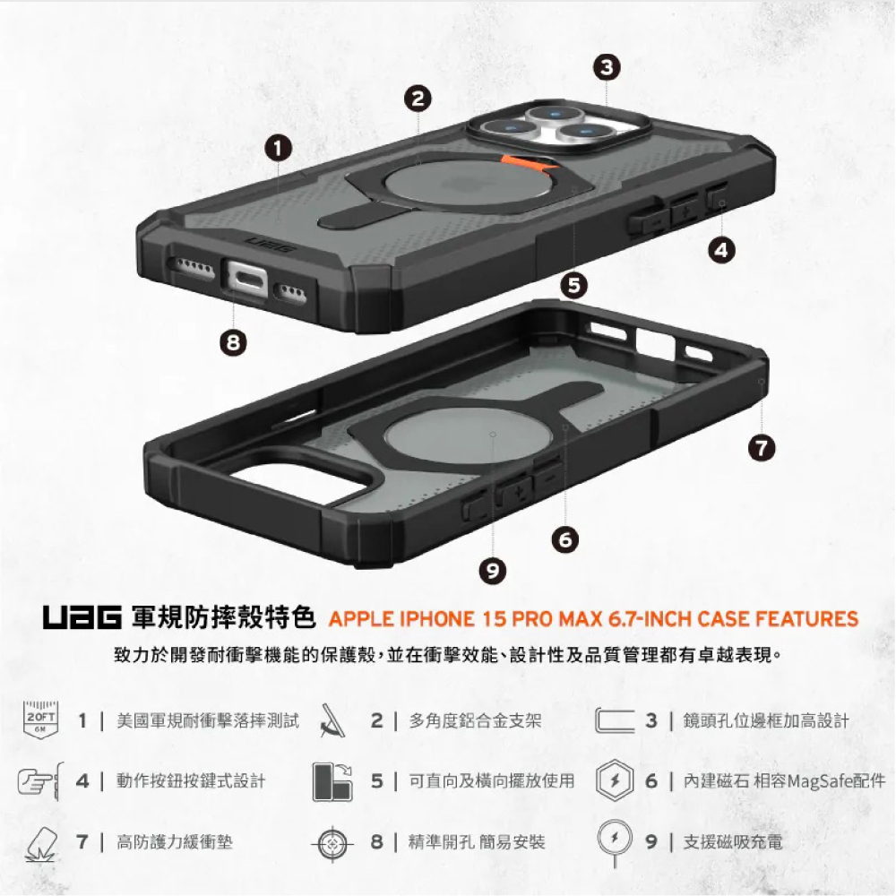 UAG 磁吸 耐衝擊 支架 保護殼 MagSafe 適 iPhone 16 Plus Pro Max-細節圖4