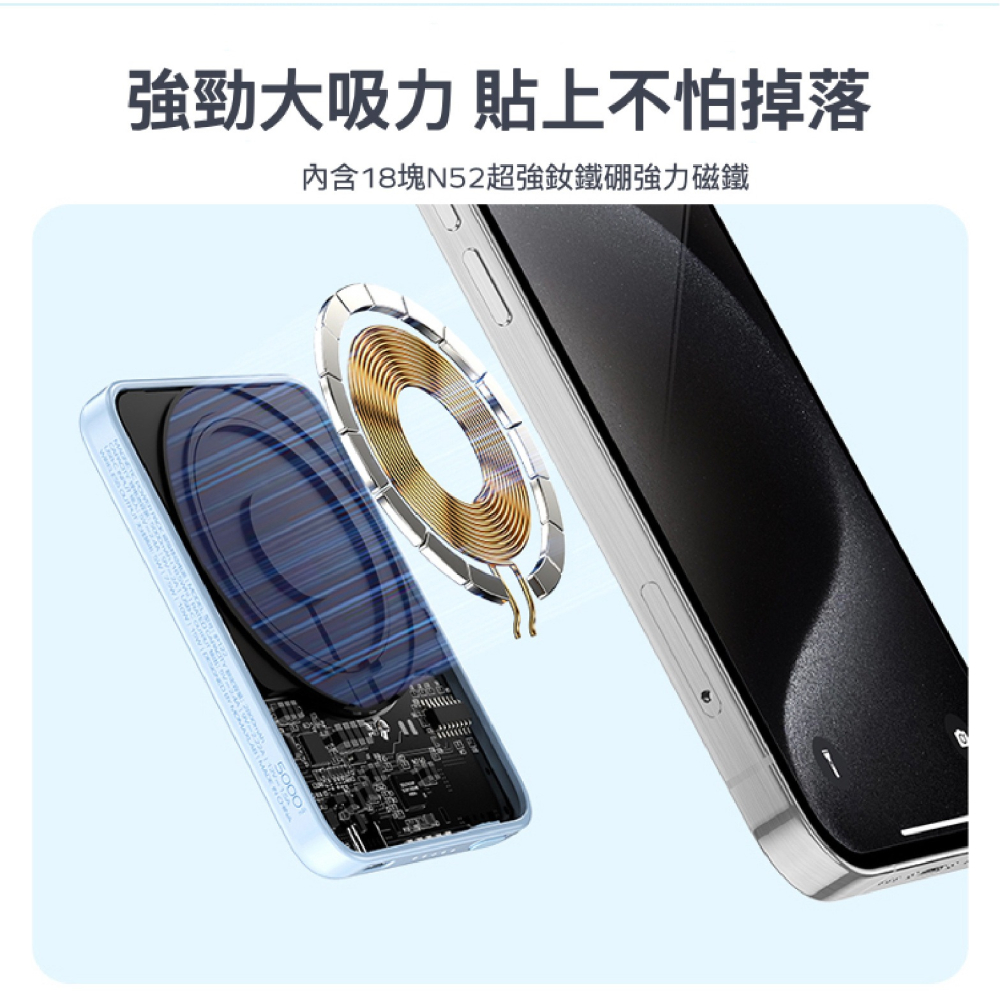 Momax Q.MAG Minimal 5000mAh 15W 迷你 磁吸 行動電源 適 iPhone 16 15-細節圖8