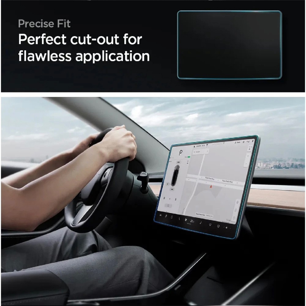 Spigen SGP 9h 霧面 防眩光 螢幕貼 保護貼 含快貼板 Tesla Model Y/3-細節圖5