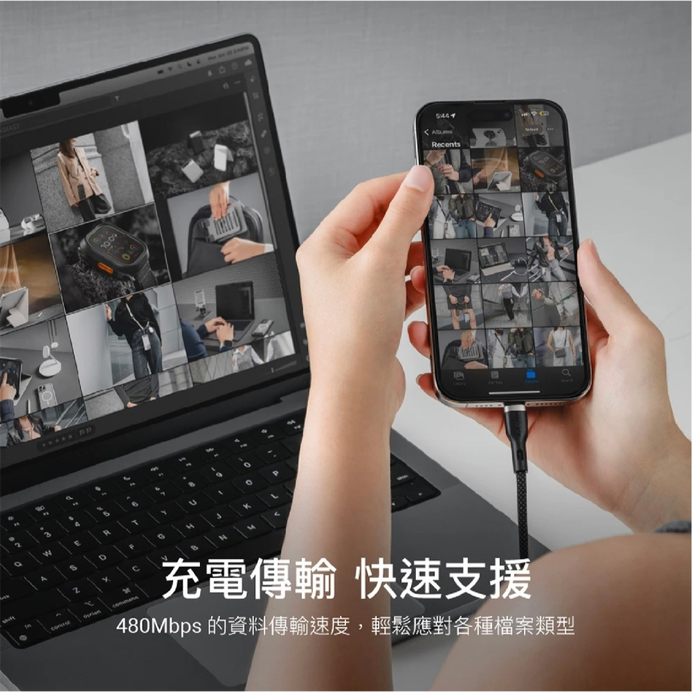 MAGEASY Wire USB A to C 60W PD 傳輸線 編織線 快充線 iPhone 16 15 S24-細節圖5