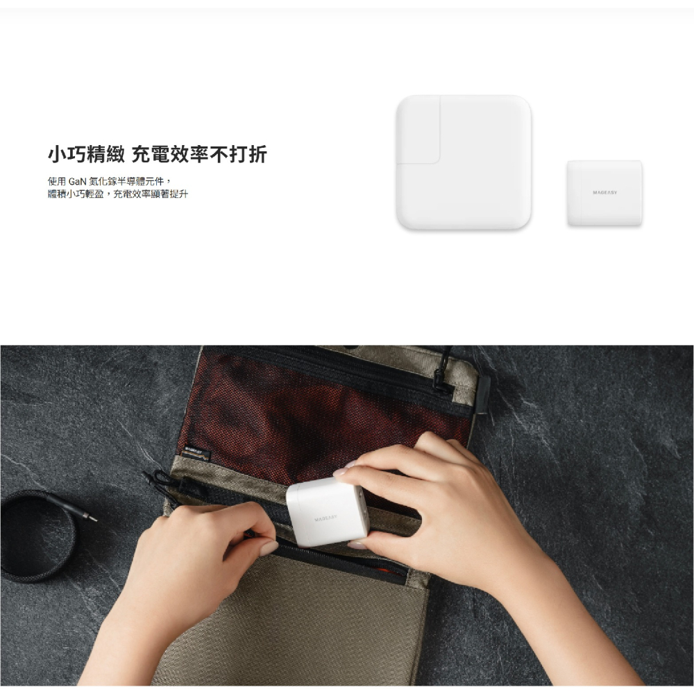 MAGEASY POWER 氮化鎵 45W 雙孔 快速 電源 供應器 充電器 iPhone 16 15 14 13-細節圖3